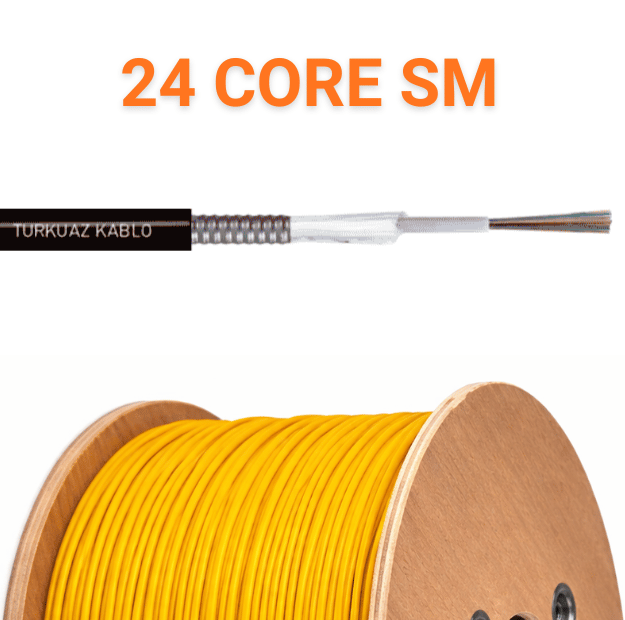 24 Core Fiber Optik Kablo Single Mode Tek Tüplü